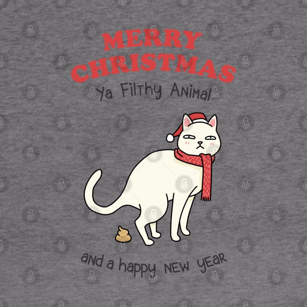Merry Christmas Ya Filthy Animal White Cat by Takeda_Art